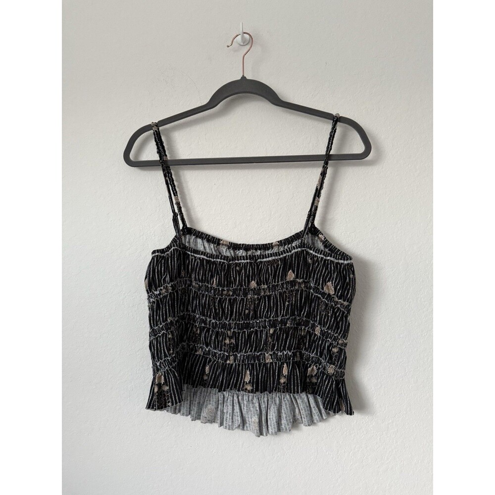 Free‎ People We The Free Dolce Vita Cami Tank Top Smocked Black Floral size XL - Picture 2 of 8